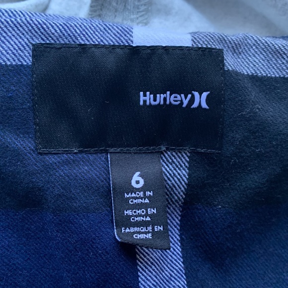 HURLEY fleece Hooded check print Shacket. Boy’s 6US - Picture 6 of 9